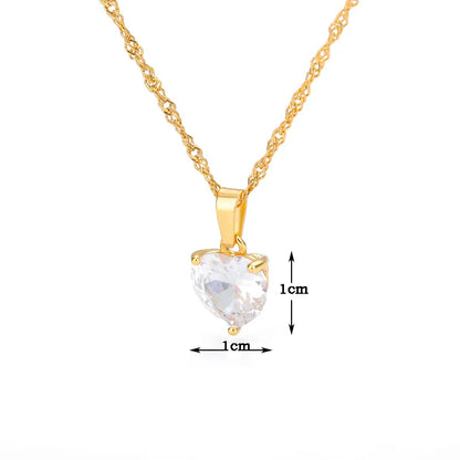 Collane a cuore per donna Collana girocollo in acciaio inossidabile placcato oro con zirconi a forma di cuore Collana girocollo Gioielli Boho da sposa Regalo Femme