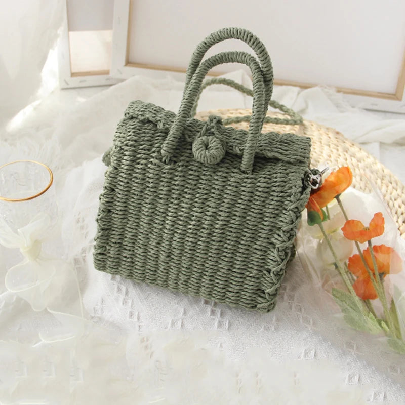 Gusure Ladies Summer Straw Woven Crossbody Bags Casual Small Hasp Shoulder Bag rafia Square Rattan Messenger Bag borse borsa