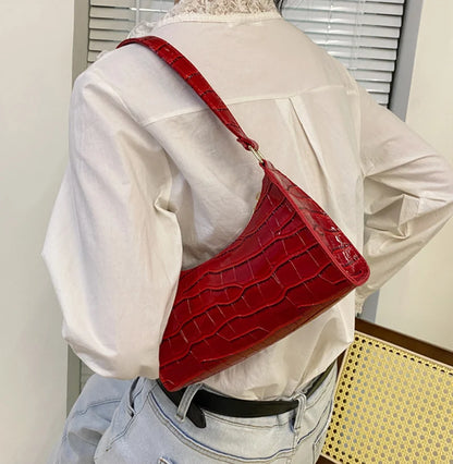 Borse in pelle PU moda per donna Borsa da ascella modello alligatore Borsa da donna piccola borsa a tracolla sotto le ascelle