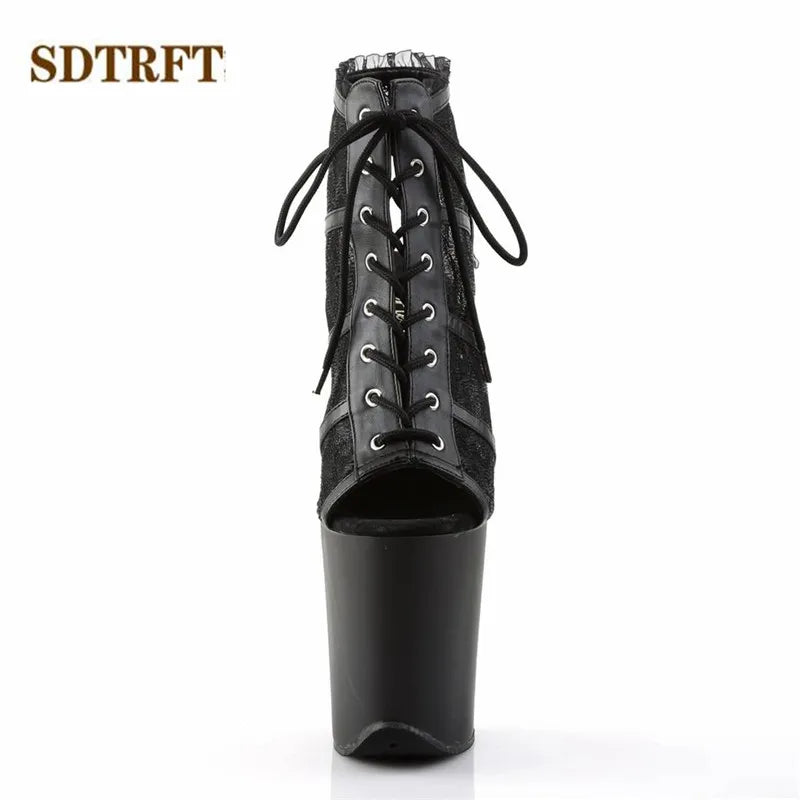 SDTRFT Tacchi a spillo 20 cm Tacchi sottili Stivaletti piattaforme trasparenti scarpe Donna Botas Mujer Décolleté da festa Sandali open toe estivi
