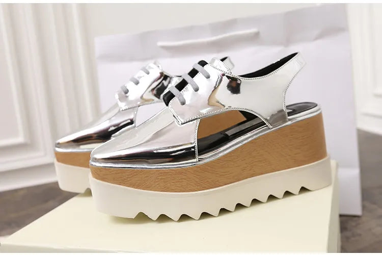 Genuine Leather Buckle Strap Sandals Breathable Sneakers Stars women summer rivets shoes Korean Style Platform Casual Shoes