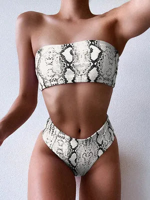Sexy Bandeau Bikinis Damen Badeanzug Push Up Bademode Print Bikini Set Weibliche Brasilianische Bikinis Strandmode Sommer High Waist Swim