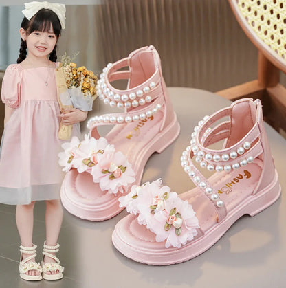 Girls' Sandals Summer Fashion Princess Shoes Summer New Open Toe Little Girl Student Roman Shoes