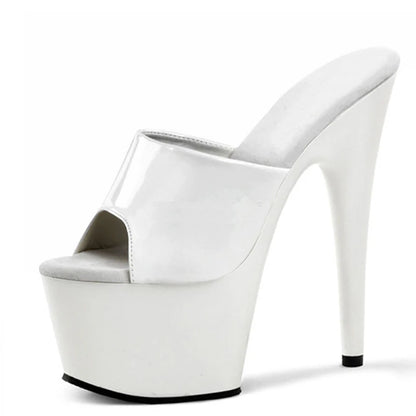 7 Inch Black Thin Heel 17 cm Stiletto Platform High Heels Party Stripper Sexy Summer Large Anti Slip Sandals Strips Threesomes
