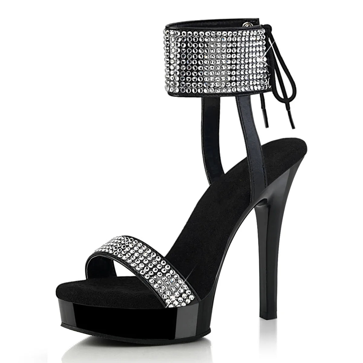 Escarpins à lacets pour femmes en strass, talons de 13 cm, sandales à plateforme sexy pour boîte de nuit, fétichisme, nouvelles chaussures de danse gothiques à bout ouvert