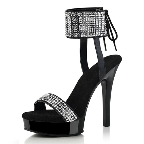 Escarpins à lacets pour femmes en strass, talons de 13 cm, sandales à plateforme sexy pour boîte de nuit, fétichisme, nouvelles chaussures de danse gothiques à bout ouvert
