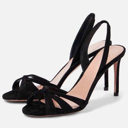 Women's Cross-Classy Design Slingback Sandals Trending Pointed Toe High Heels for Height Increase Elegant Sexy for Winter Summer