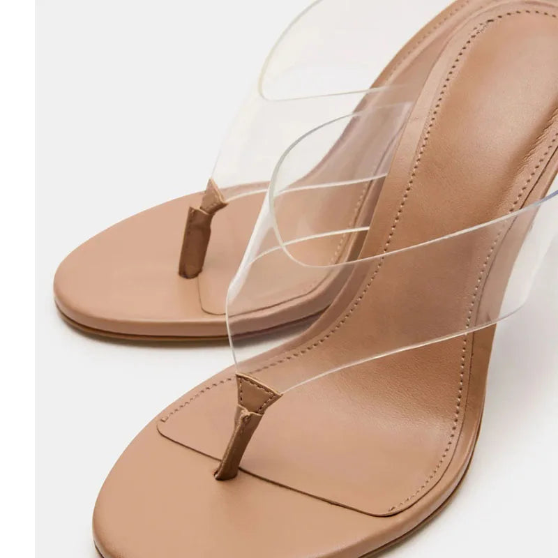 Custom Women's Lightweight High-Heeled Sandals Summer Antislip Clear Upper Breathable Height Increasing Heel Sexy Style