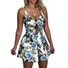 Robe salopette courte sans manches à bretelles et nœud papillon imprimé pour femme, combishort décontracté, idéal pour la plage
