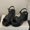 2025 European American Wedding Wind Comfortable Women's Open-Toed Peep Sandals Thick Soled Summer Slope Heel Breathable