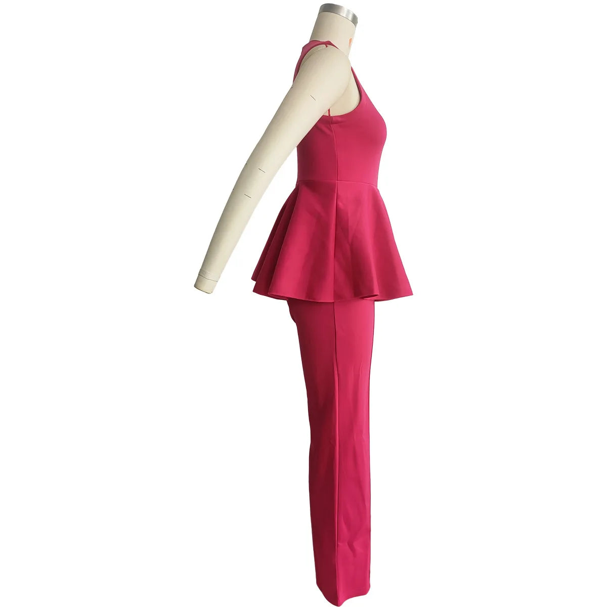 L394 Latest Design Summer Jumpsuit Women Lapel Collar Pocket Loose Waist Wide Leg Sleeveless Jumpsuit for Ladies