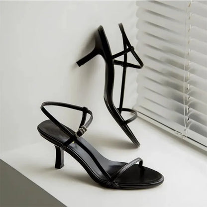2025 Nouvelles sandales d'été élégantes et sexy pour femmes, chaussures à talons hauts Stiletto avec ceinture, sandales romaines pour femmes