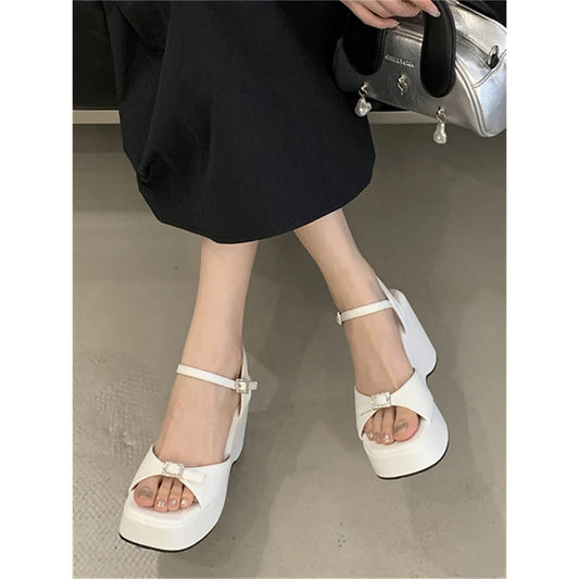 Sandales Femme à Bout Ouvert, Nouveaux Chaussures de Mariage d'Été pour Mariée, à la Mode, Bout Fermé, Bout Pointu Ouvert, Plateforme, Doublure en Maille, Printemps