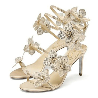 2025 Summer Designer Customized Fashion Women's High Heels Square Bow High Heels Sandals Crystal Diamond