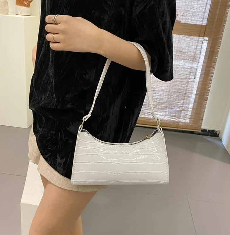 Borse in pelle PU moda per donna Borsa da ascella modello alligatore Borsa da donna piccola borsa a tracolla sotto le ascelle