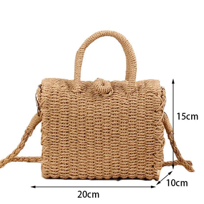 Gusure Ladies Summer Straw Woven Crossbody Bags Casual Small Hasp Shoulder Bag rafia Square Rattan Messenger Bag borse borsa