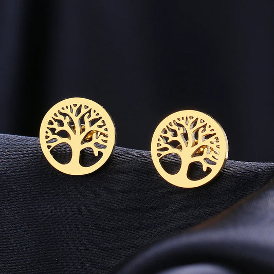 Orecchini in acciaio inossidabile Orecchini vintage con albero della fortuna Orecchini classici semplici per le donne 2022 Gioielli Festa di nozze