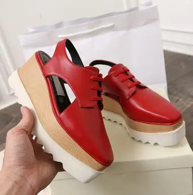 Genuine Leather Buckle Strap Sandals Breathable Sneakers Stars women summer rivets shoes Korean Style Platform Casual Shoes