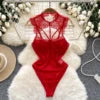 Sommer Y2K V-Ausschnitt Jumpsuit für Damen Ärmellos Hohe Taille Aushöhlen Mesh Bodysuit Großhandel