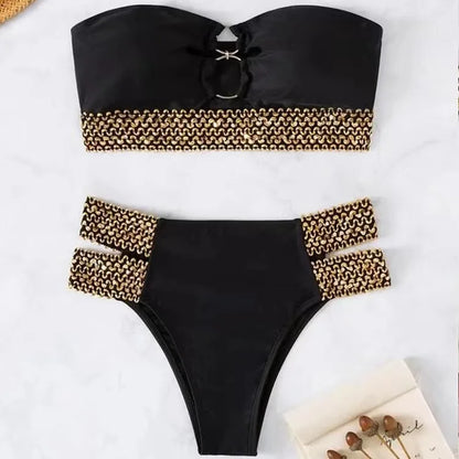 2pcs Sexy Women Summer Swimwear Bikini Set Bra METAL FITTIN G-String Thong Beach Suit Swimsuit Bathing Suit Swimming Suit 2130