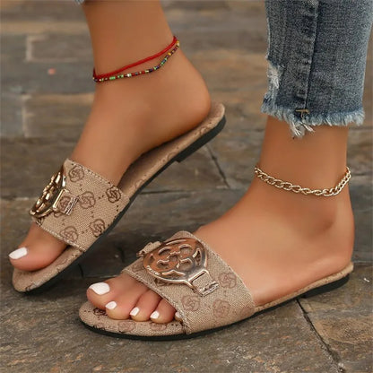 Women's Lightweight Beach Sandals Plus Size Thick Bottom Metal Buckle for Slippers Trade Quality for Slippers for Ladies