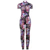 OUDINA Autumn and Winter Tight Short Sleeve Jumpsuit New Fashion Leopard Print Jumpsuits Backless Women Playsuits