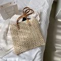 Borsa da spiaggia quadrata in paglia cava Borsa a tracolla intrecciata fatta a mano Borsa da viaggio per lo shopping in rafia in rattan Borsa casual per le vacanze estive bohémien