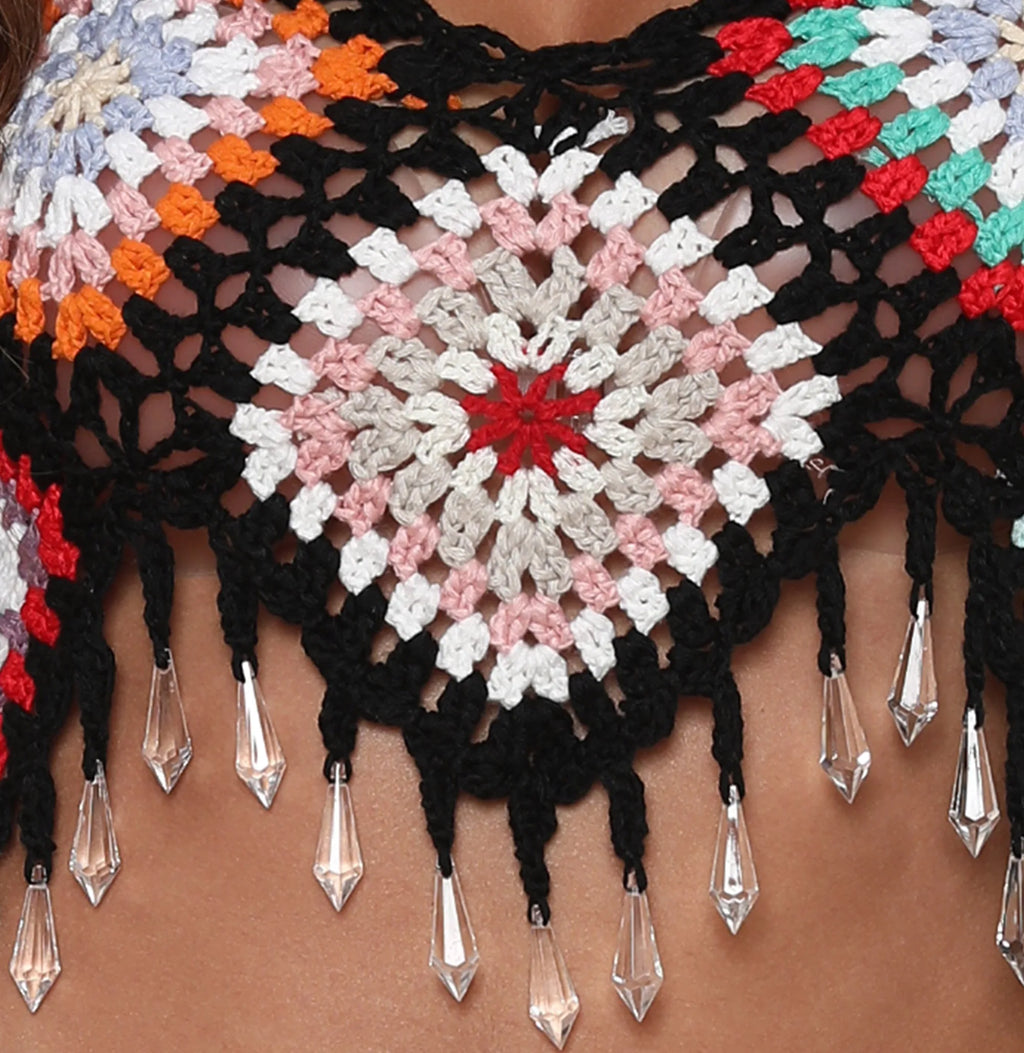 Handgefertigtes Granny Square Häkel-Bikini-Überwurf-Set mit Rock und Oberteil ab Fabrik