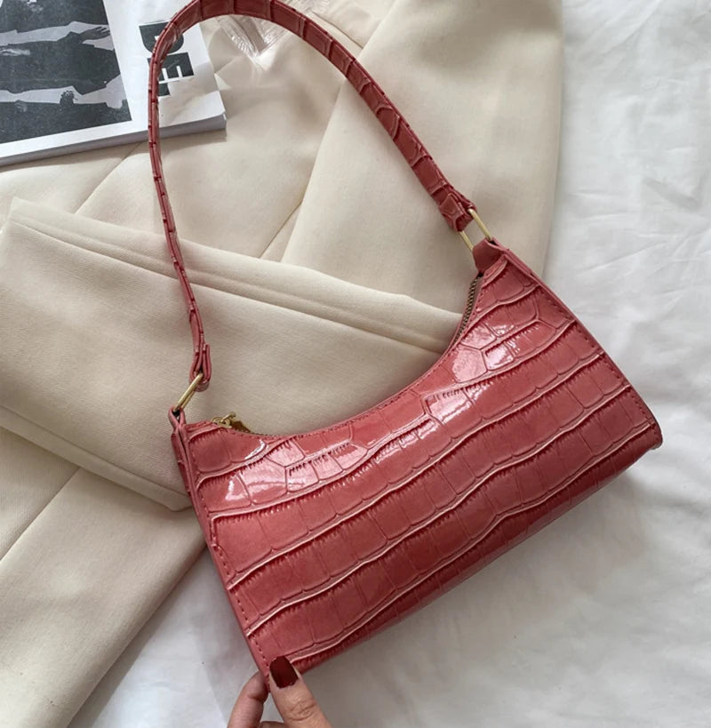 Borse in pelle PU moda per donna Borsa da ascella modello alligatore Borsa da donna piccola borsa a tracolla sotto le ascelle