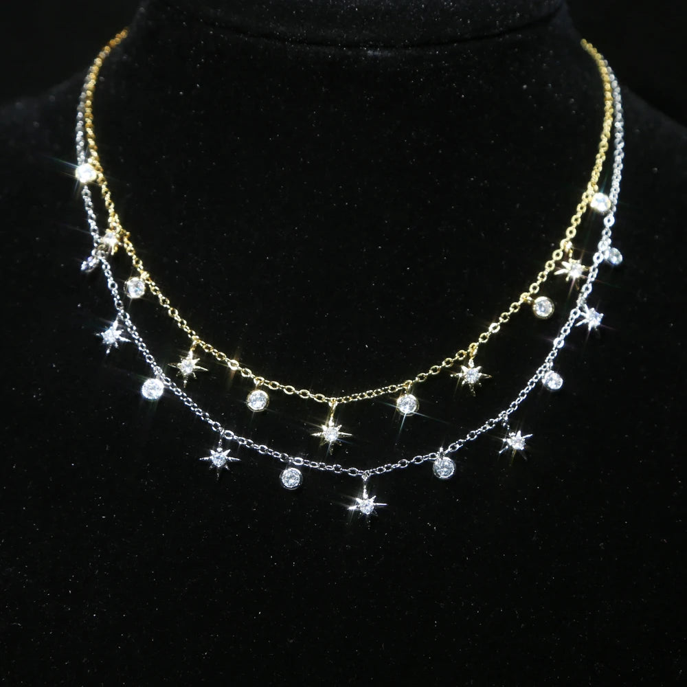 promozione cz stella fascino collana girocollo oro argento colore 2020 nuovi gioielli da donna alla moda all'ingrosso caldi