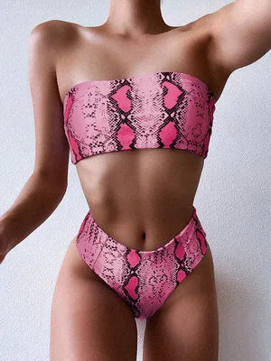 Sexy Bandeau Bikinis Damen Badeanzug Push Up Bademode Print Bikini Set Weibliche Brasilianische Bikinis Strandmode Sommer High Waist Swim