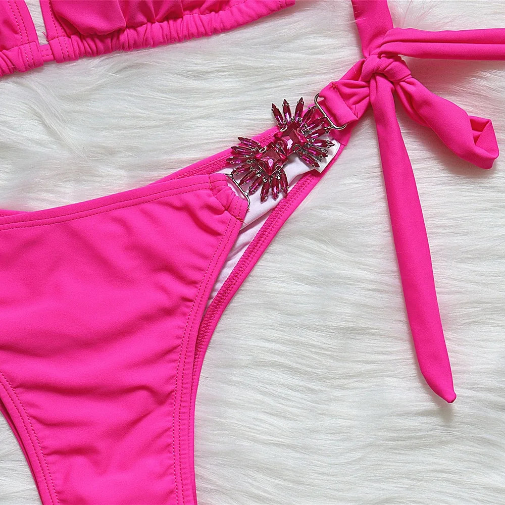 YWBZ-BZ2020037 Maillot de bain pour filles sexy avec cristaux en diamant, accessoires de bikini, maillot de bain brésilien