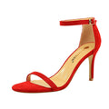 126-A9 European and American Fashion Simple Stiletto High Heel Suede Open Toe Word Sexy Nightclub High Heels Women Sandals