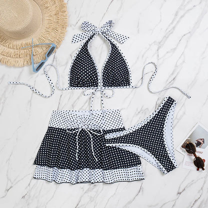 PASUXI Vente en gros Trois pièces Impression Crème solaire Maillot de bain Femmes Maillots de bain Bikini avec Cache-maillot