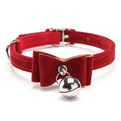 Collare elastico di sicurezza per gatti Papillon con campana Collare per cani di piccola taglia Velluto morbido e sicuro 6 colori Collana con papillon per gattini Forniture per animali domestici