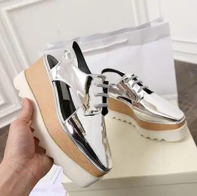 Genuine Leather Buckle Strap Sandals Breathable Sneakers Stars women summer rivets shoes Korean Style Platform Casual Shoes