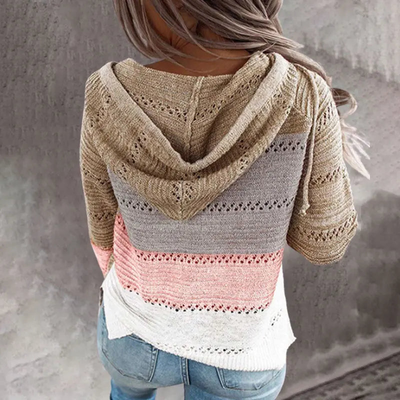 Felpa con cappuccio da donna con cerniera lavorata a maglia casual personalizzabile