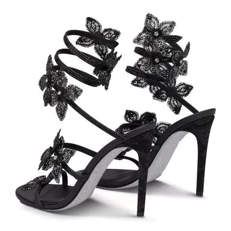 2025 Summer Designer Customized Fashion Women's High Heels Square Bow High Heels Sandals Crystal Diamond