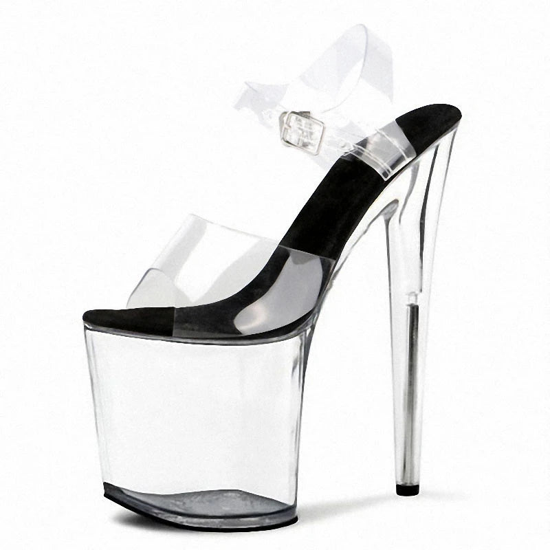 Sandales princesse en cristal de 8 pouces pour femmes Talons spéciaux d'entraînement pour mariage boîte de nuit Chaussures de pole dance de 20 cm Amorti d'été