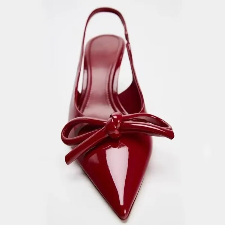 2525 Mid Heeled Summer Sandals Cross Strap Bow Versatile High-Heeled Shoes Exposed Toes High Quality Point Toe Design Winter