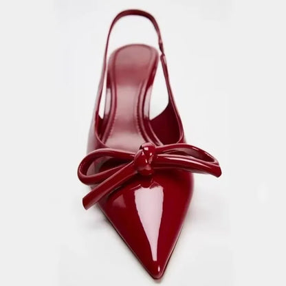 2525 Mid Heeled Summer Sandals Cross Strap Bow Versatile High-Heeled Shoes Exposed Toes High Quality Point Toe Design Winter