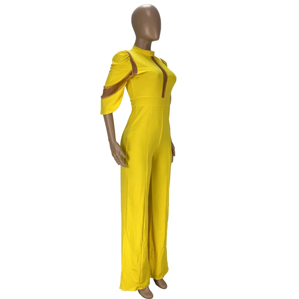 Liu Ming Women's Sexy Mesh Patchwork Bodycon Bodysuit Color Overalls Playsuit for Night Club Party Jumpsuit for Summer