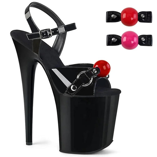 8inch-20cm Open Toe Summer Autumn Outdoor Anti-Slip Waterproof Plastic Platform Stiletto Heel Pole Dance Heeled Sandals Black