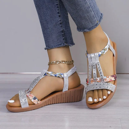 big size new Thick Bottom Slope Heel Women's Shoes with Velcro Buckle Strap Sandals for Women