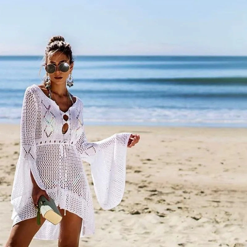 Wholesale Beach Pareos Cover up Embroidery Bikini Cover up Swimwear Women Robe Plage Beach Bathing Suit Cover OEM Service Adults