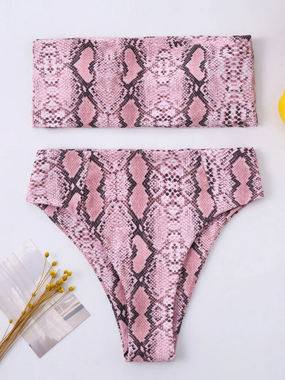 Sexy Bandeau Bikinis Damen Badeanzug Push Up Bademode Print Bikini Set Weibliche Brasilianische Bikinis Strandmode Sommer High Waist Swim