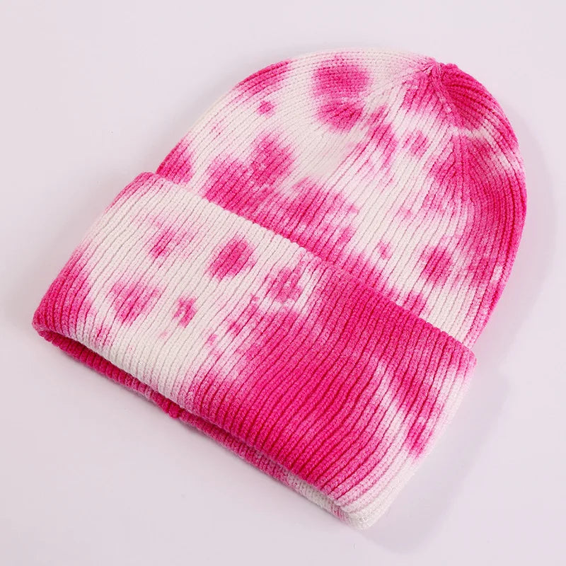 Unisex Cool Winter uomo donna gradiente Tie Dye Hat Skullies berretti acrilico Stretch Knit Sport antivento caldo cappellino corto melone R80