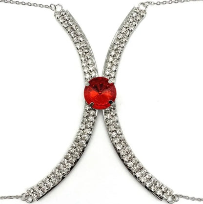 Sexy BodyChain Necklace Elegant Summer Crystal Rhinestone Crossover Waist Belly Chain Bikini Accessories 0762