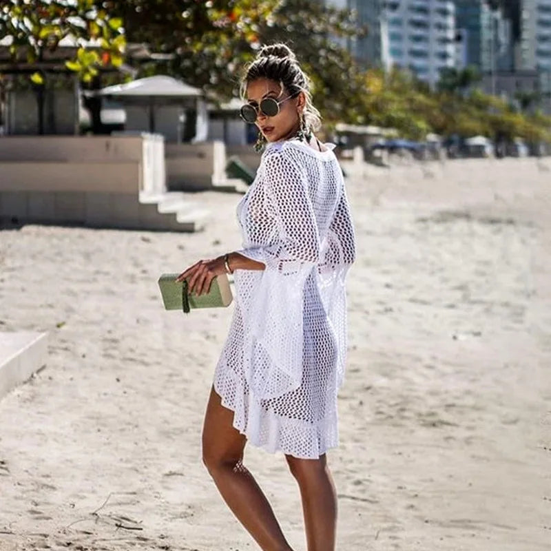 Wholesale Beach Pareos Cover up Embroidery Bikini Cover up Swimwear Women Robe Plage Beach Bathing Suit Cover OEM Service Adults