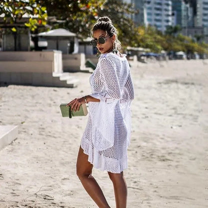 Wholesale Beach Pareos Cover up Embroidery Bikini Cover up Swimwear Women Robe Plage Beach Bathing Suit Cover OEM Service Adults
